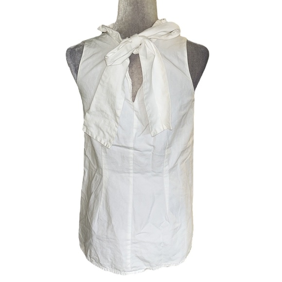 Tyler Boe Claudette White Linen Bow Tie Back Ruffle Sleeveless Top Blouse - XS - Picture 6 of 12